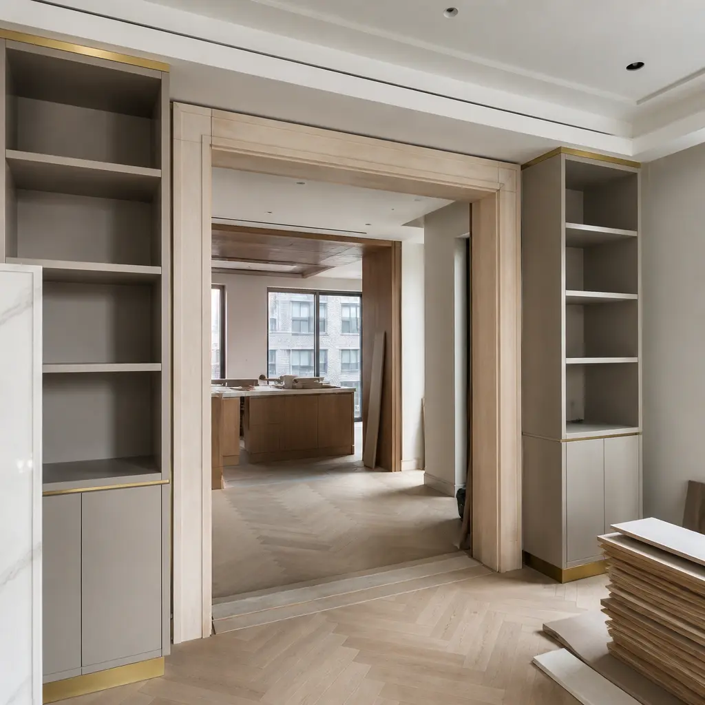 Remodeling crew working on an apartment or basement project in Manhattan