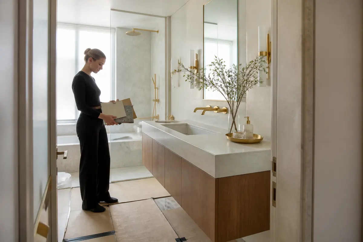 How Much Does Home Remodeling Cost in NYC? 2 Contractor and homeowner reviewing renovation plans in a New York apartment
