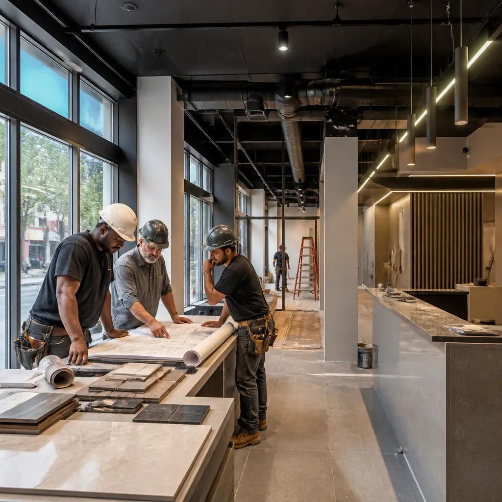 Commercial remodeling work in Country Club, Bronx with renovation planning on site
