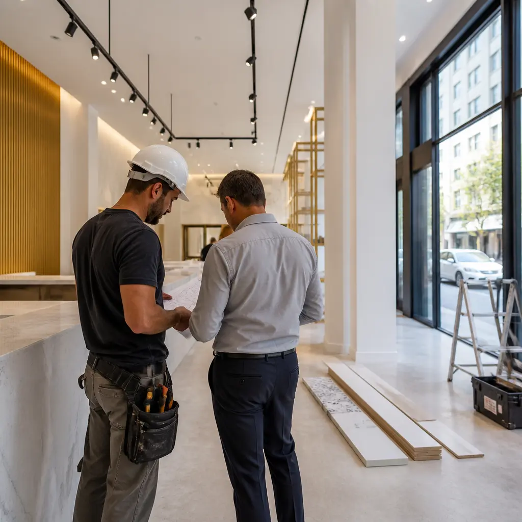 Commercial remodeling project in NoHo, Manhattan with contractor assessing a renovation space