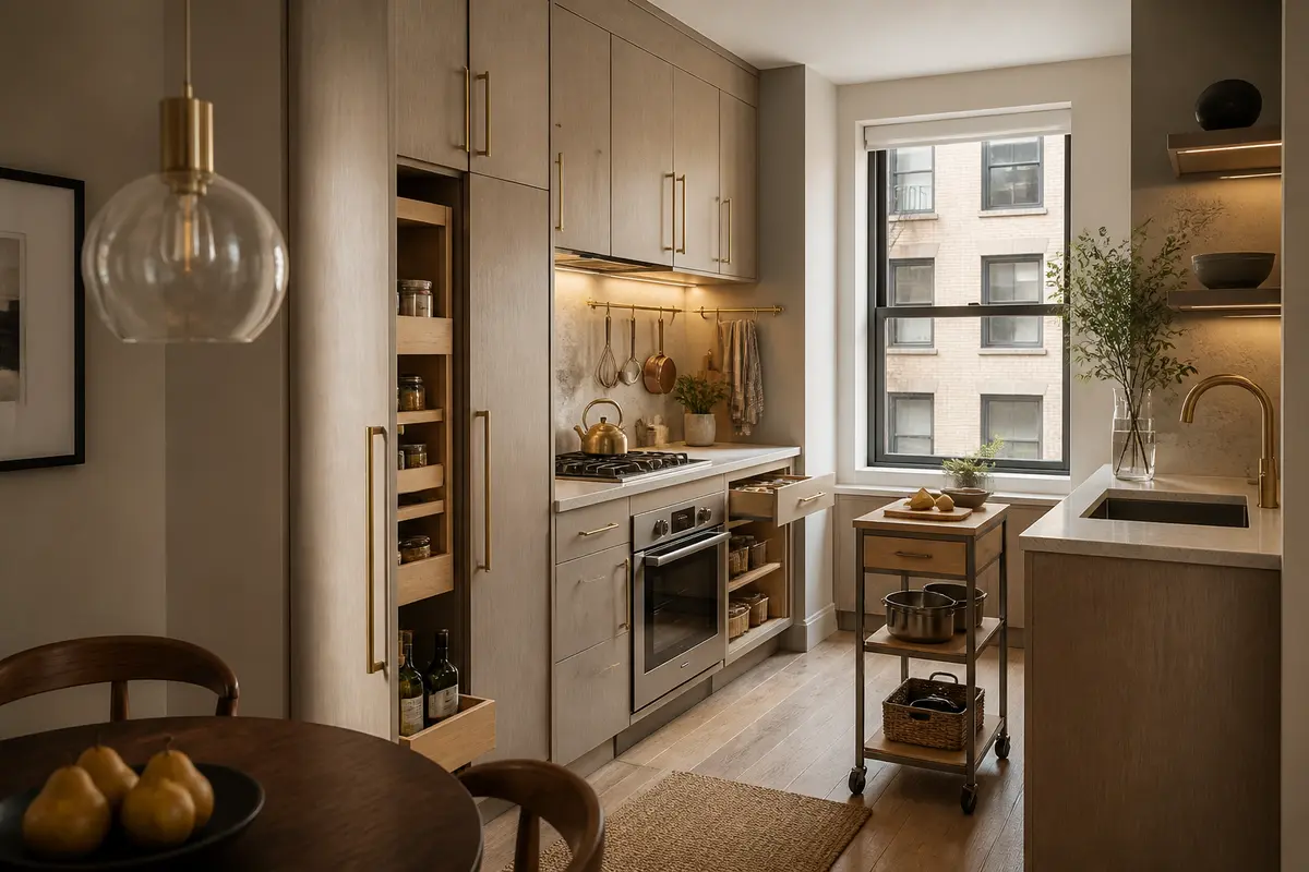 Deep kitchen drawer with dividers, cookware, and pantry containers