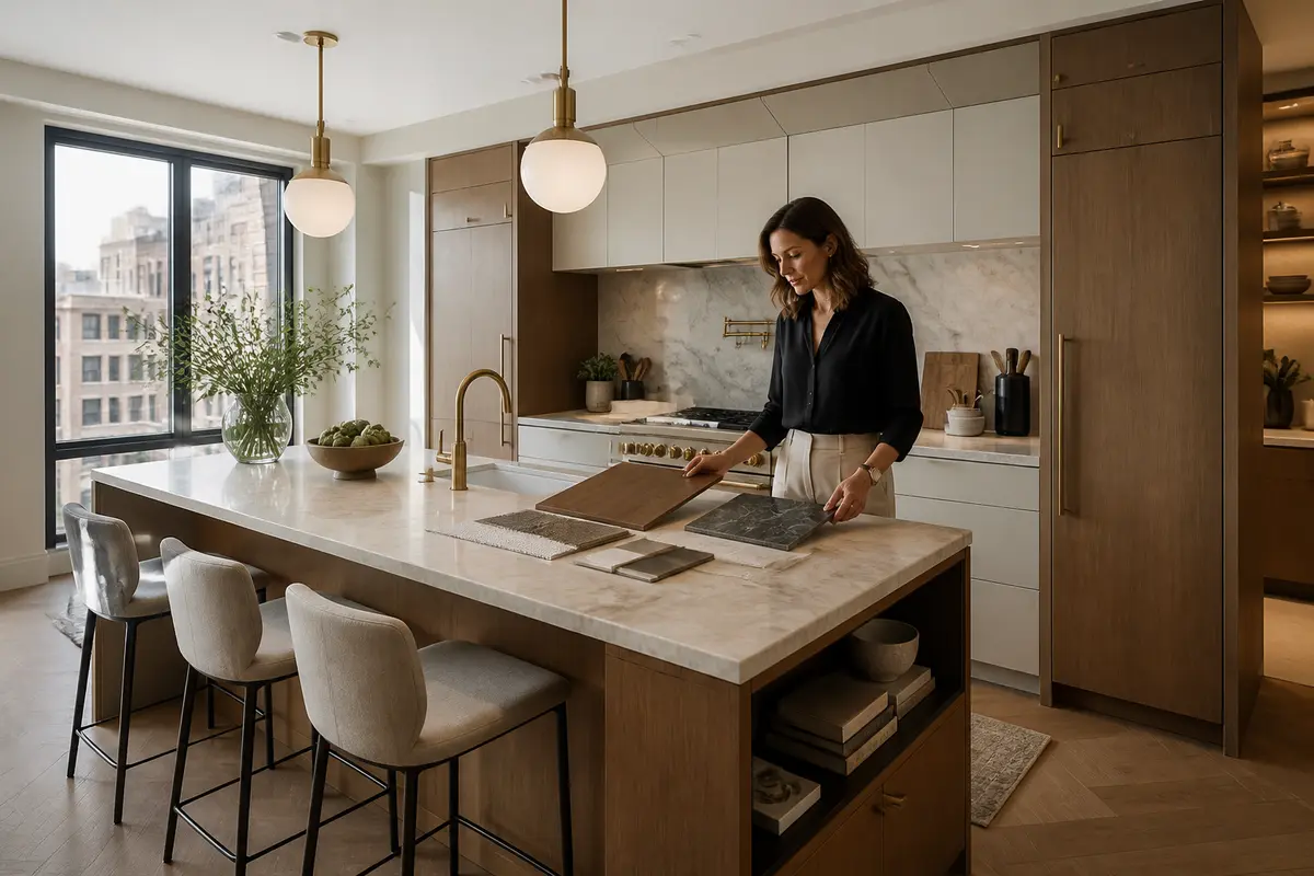 Common Remodeling Mistakes to Avoid During an NYC Remodel 2 Construction professional reviewing a residential remodel progress checklist in a city apartment