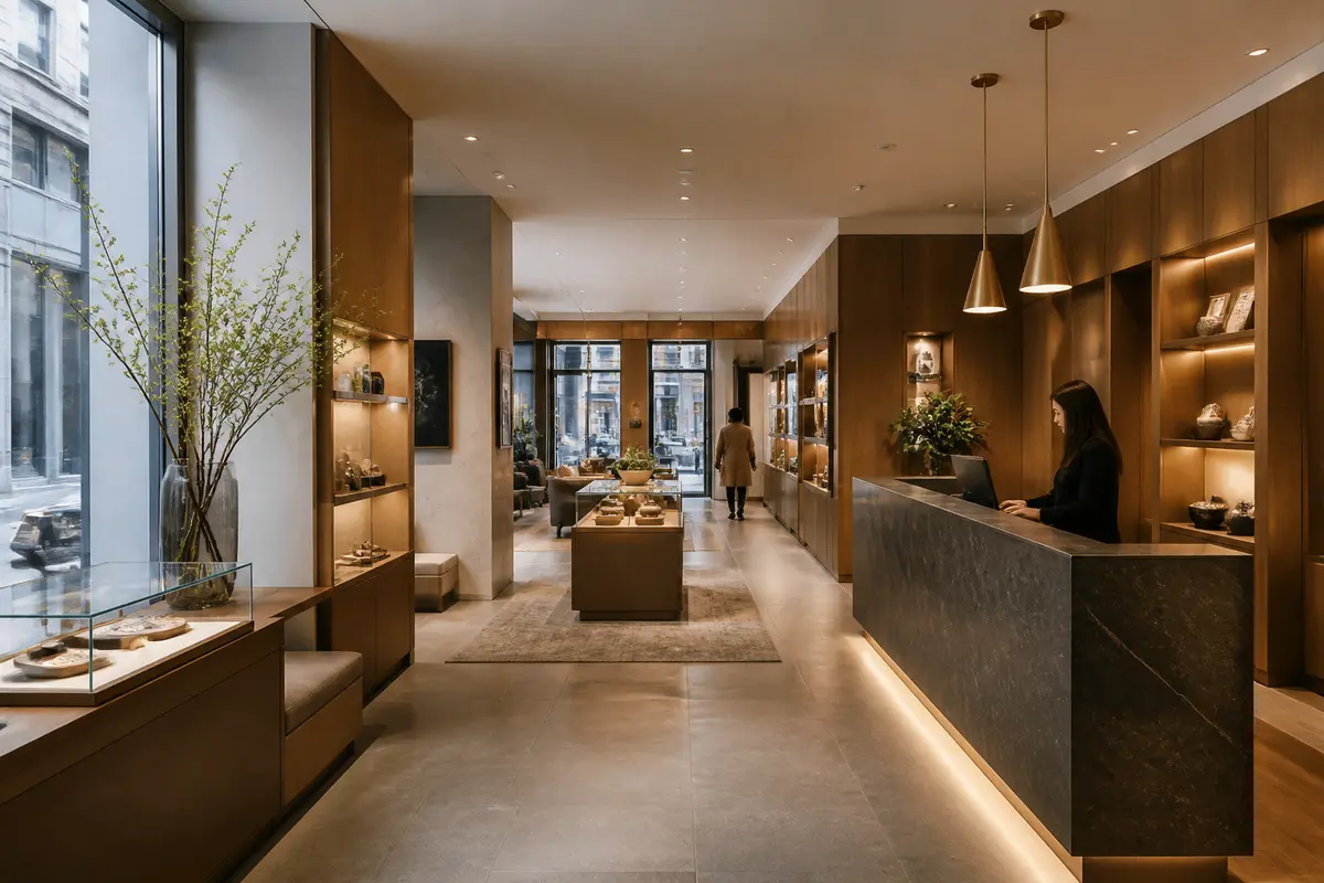 How to Improve Customer Flow Through Commercial Remodeling 2 Commercial remodeling team reviewing floor plans and construction phasing documents.