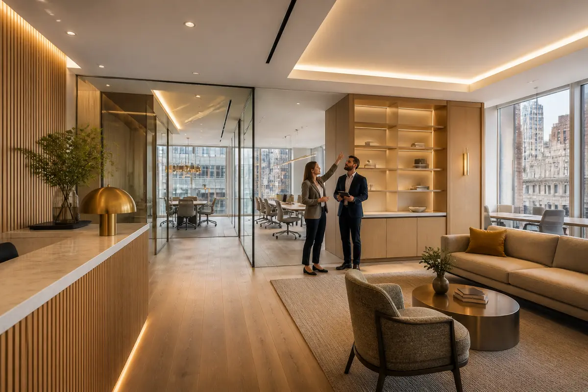 How to Plan an Office Renovation in New York City 2 Commercial office interior prepared for phased renovation with protected work areas