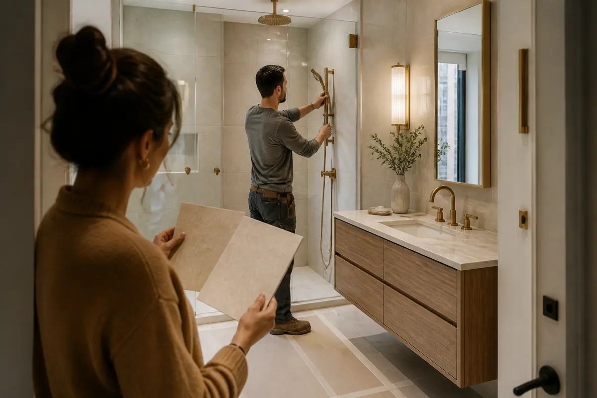 Remodeling Contractors Queens 2 Homeowner reviewing a remodeling checklist beside an unfinished interior wall